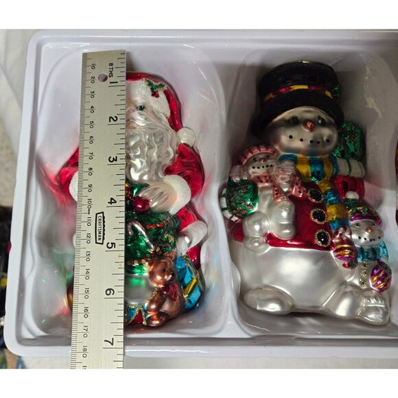 Traditions Christmas Glass Tea Light Candle Holder Set Of 3 - Santa & Snowman Fi - Picture 8 of 13